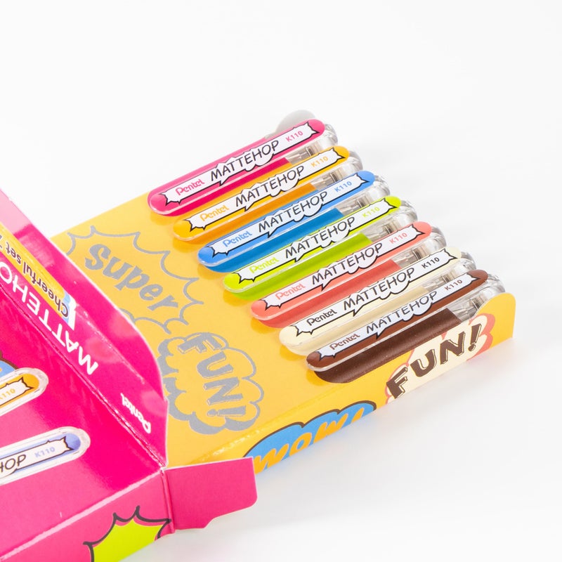 بنتل أقلام جل Pentel Mattehop، مجموعة صناديق ألوان مبهجة، (1.0 مم)، خط غامق، 7 ألوان متنوعة (K110-V7STB) - Image 3